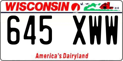 WI license plate 645XWW