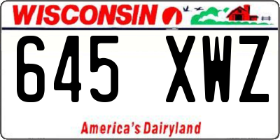 WI license plate 645XWZ