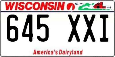 WI license plate 645XXI