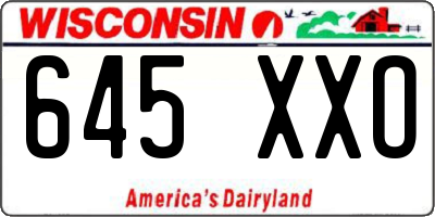 WI license plate 645XXO