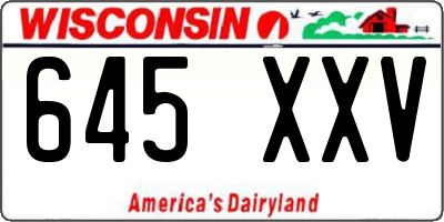 WI license plate 645XXV