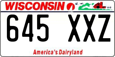 WI license plate 645XXZ