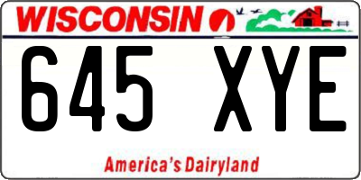 WI license plate 645XYE