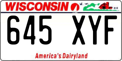 WI license plate 645XYF