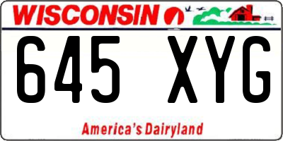 WI license plate 645XYG