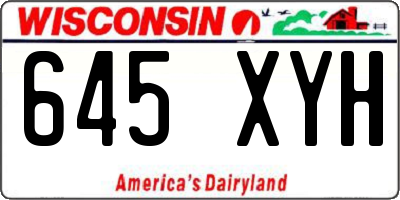 WI license plate 645XYH