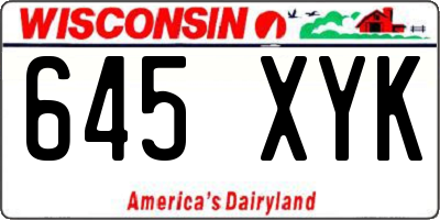 WI license plate 645XYK