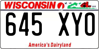 WI license plate 645XYO