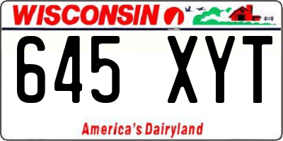 WI license plate 645XYT