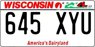 WI license plate 645XYU