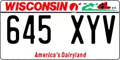 WI license plate 645XYV