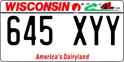WI license plate 645XYY