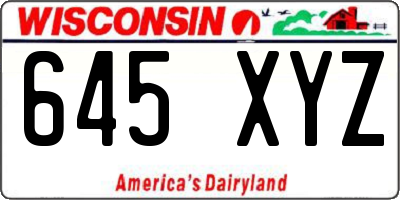 WI license plate 645XYZ