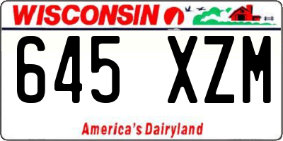 WI license plate 645XZM