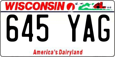 WI license plate 645YAG