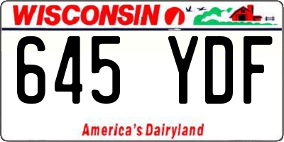WI license plate 645YDF