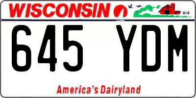 WI license plate 645YDM