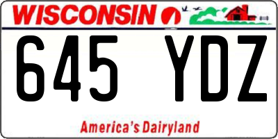 WI license plate 645YDZ