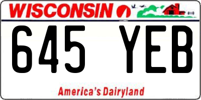 WI license plate 645YEB