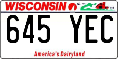 WI license plate 645YEC