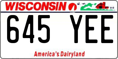 WI license plate 645YEE