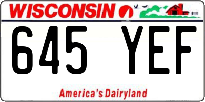 WI license plate 645YEF