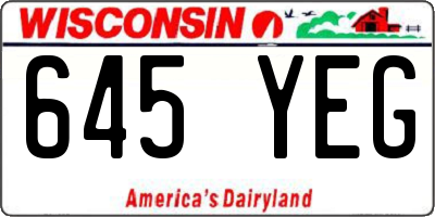 WI license plate 645YEG