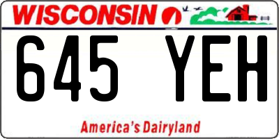 WI license plate 645YEH