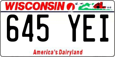 WI license plate 645YEI