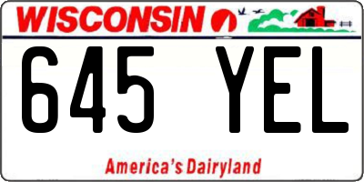 WI license plate 645YEL