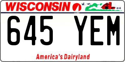 WI license plate 645YEM