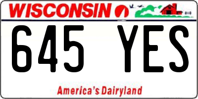 WI license plate 645YES