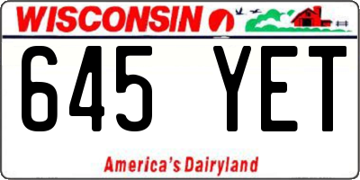 WI license plate 645YET