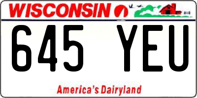 WI license plate 645YEU