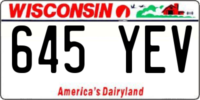 WI license plate 645YEV