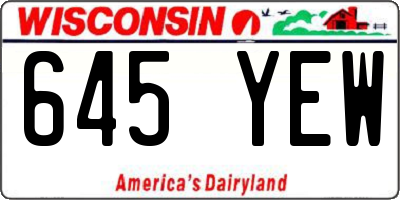 WI license plate 645YEW