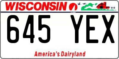 WI license plate 645YEX