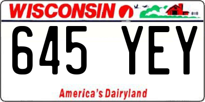 WI license plate 645YEY