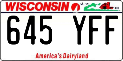 WI license plate 645YFF