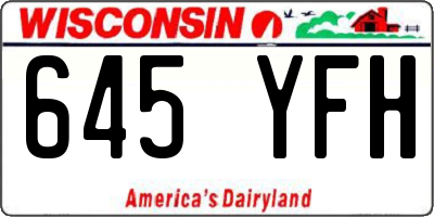 WI license plate 645YFH
