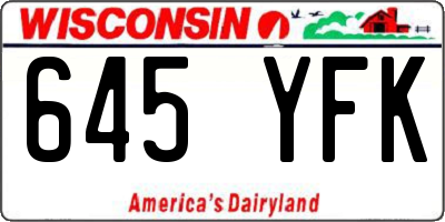 WI license plate 645YFK