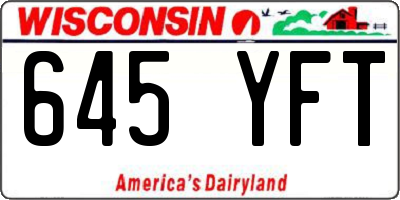 WI license plate 645YFT