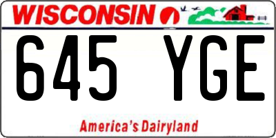 WI license plate 645YGE