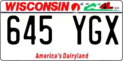 WI license plate 645YGX
