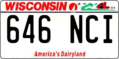 WI license plate 646NCI
