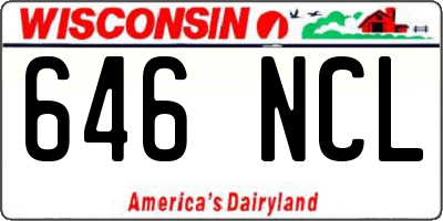 WI license plate 646NCL
