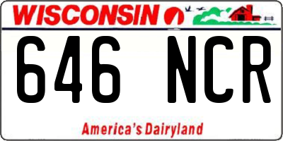WI license plate 646NCR