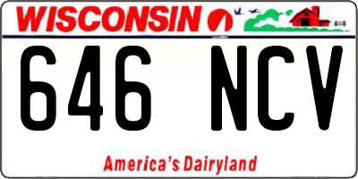 WI license plate 646NCV