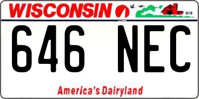 WI license plate 646NEC