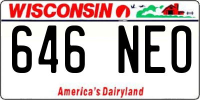 WI license plate 646NEO